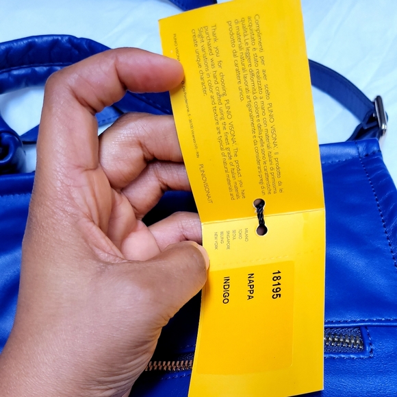 Plinio Visona Lamb Soft Blue ITALIAN Leather Purse Satchel Crossbody Handbag - Picture 5 of 6